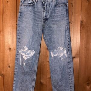 Agolde Light Blue Distressed Ankle Jeans